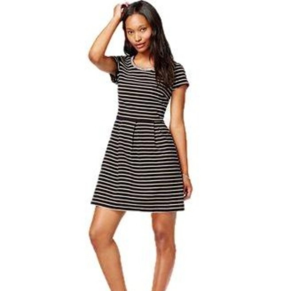 Dress with jeweled neckline